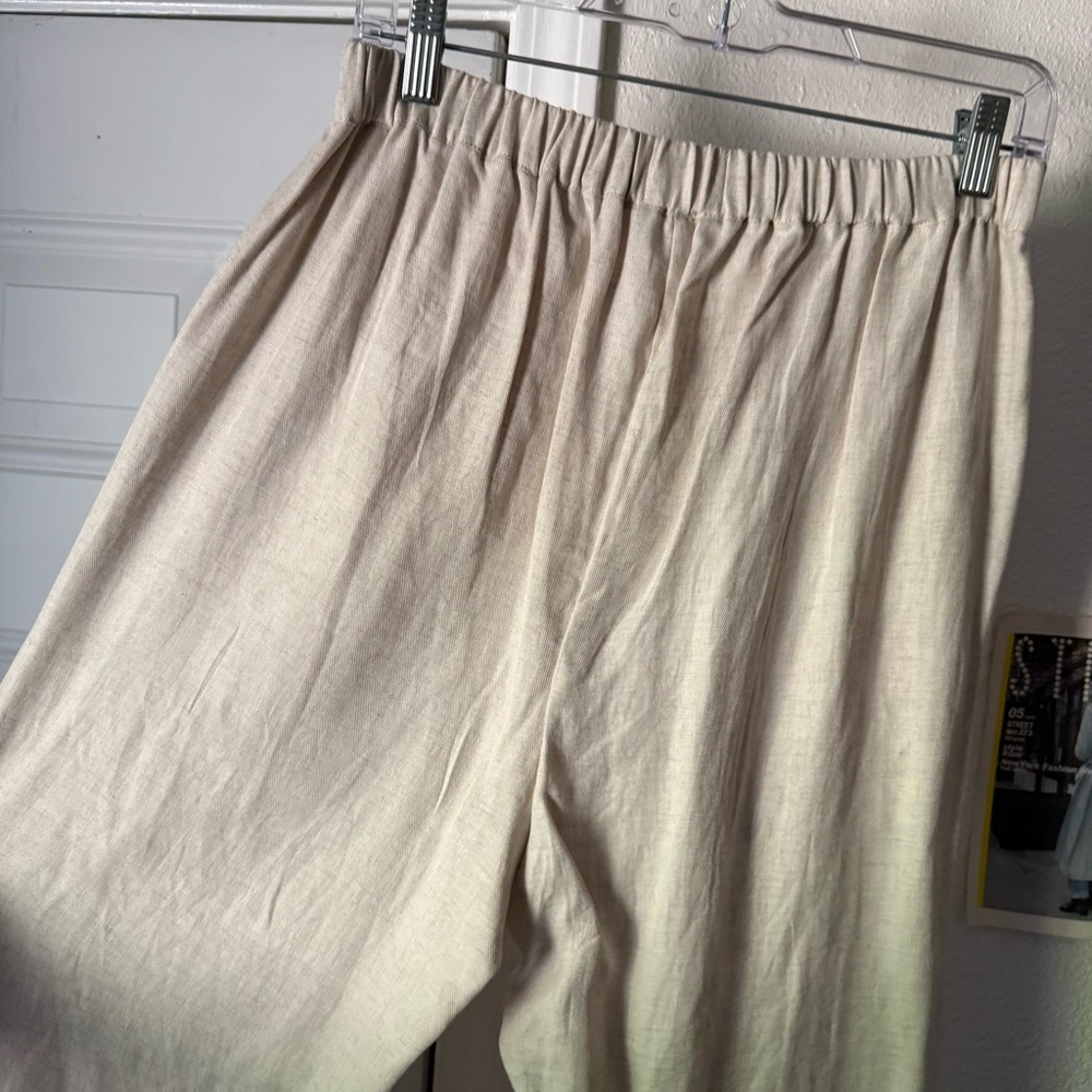 NWT SITE-SEE cream ivory‎ lyocell line wide leg pull on elastic cropped pants - Picture 5 of 7